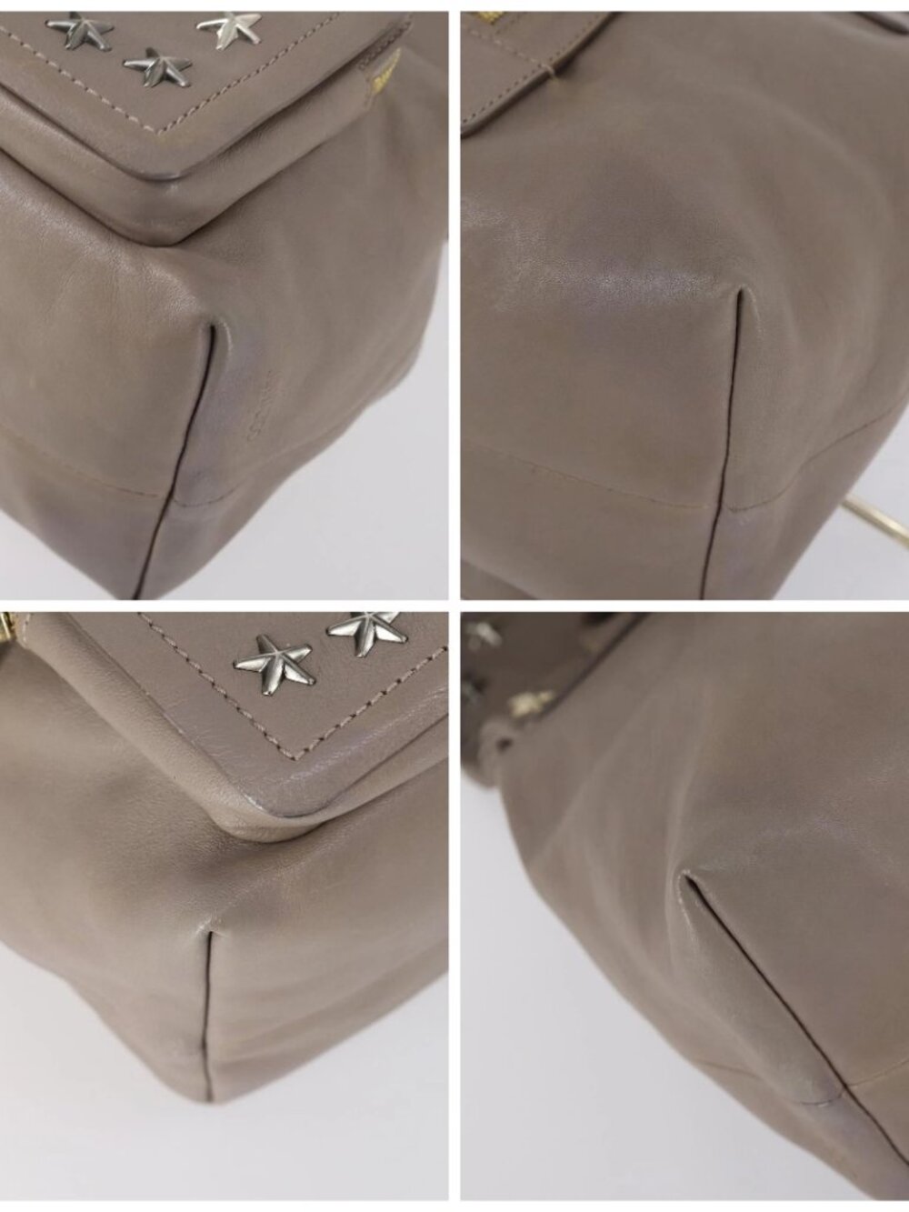 Jimmy Choo Studs Backpack Leather Beige Gold Auth BA7708 - Picture 16 of 16